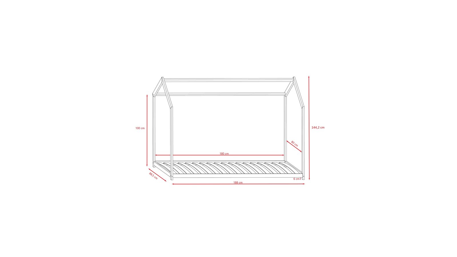 Mājiņas gulta Bella – balta - Image 2