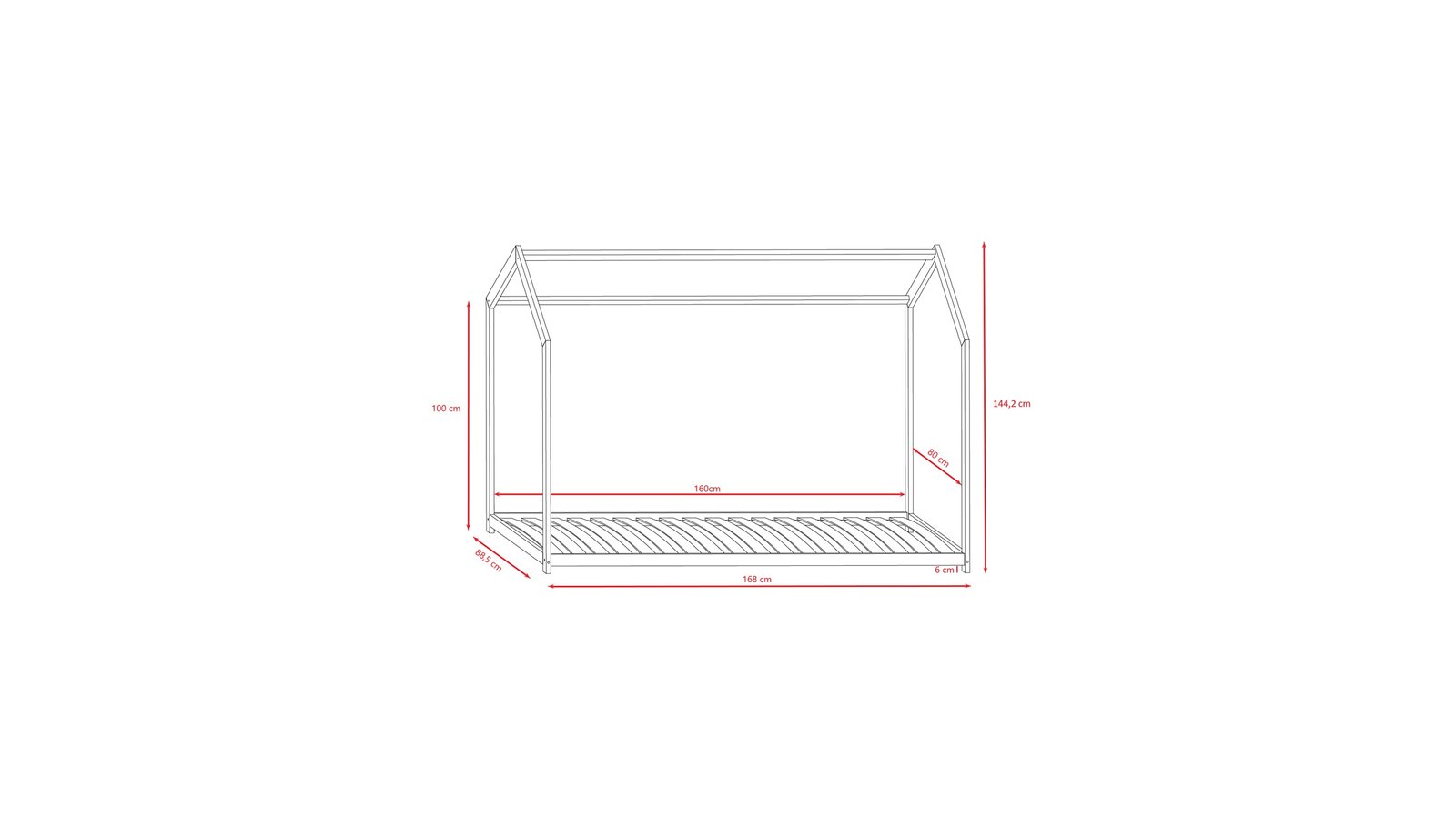 Mājiņas gulta Bella – balta - Image 3