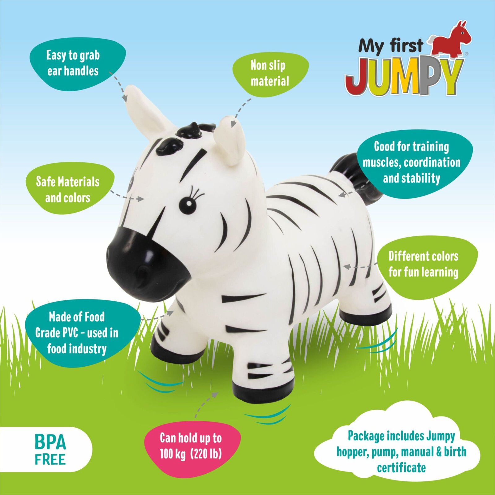 Lēkajamā bumba - JUMPY – Zebra - Image 2