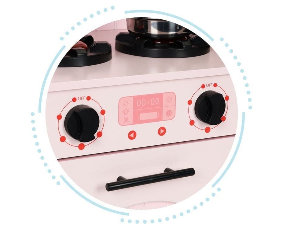 Rozā koka rotaļu virtuve ar aksesuāriem - Image 4