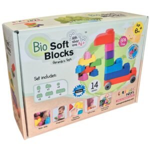 Mīksto būvklucīšu komplekts ar riteņiem – 14 gab.