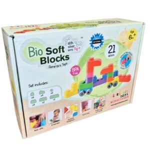 Mīksto būvklucīšu komplekts ar riteņiem – 21 gab.